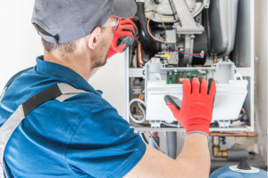 Furnace installation at a house in Downers Grove, Illinois