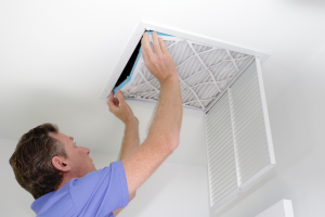 HVAC air filter change at a house in Lombard, Illinois